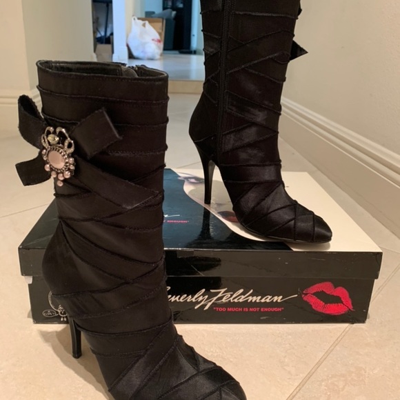 Satin Mid-calf Booties by Beverly Feldman - Picture 3 of 4